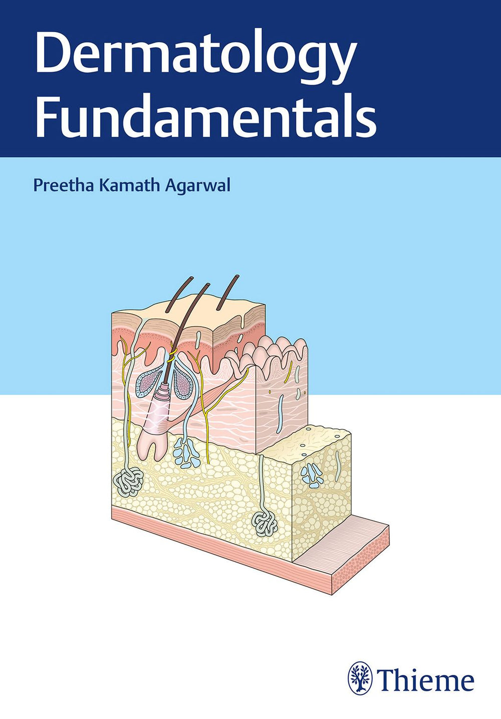 Cover of Dermatology Fundamentals, edited by Dr. Preetha Kamath Agarwal, published by Thieme