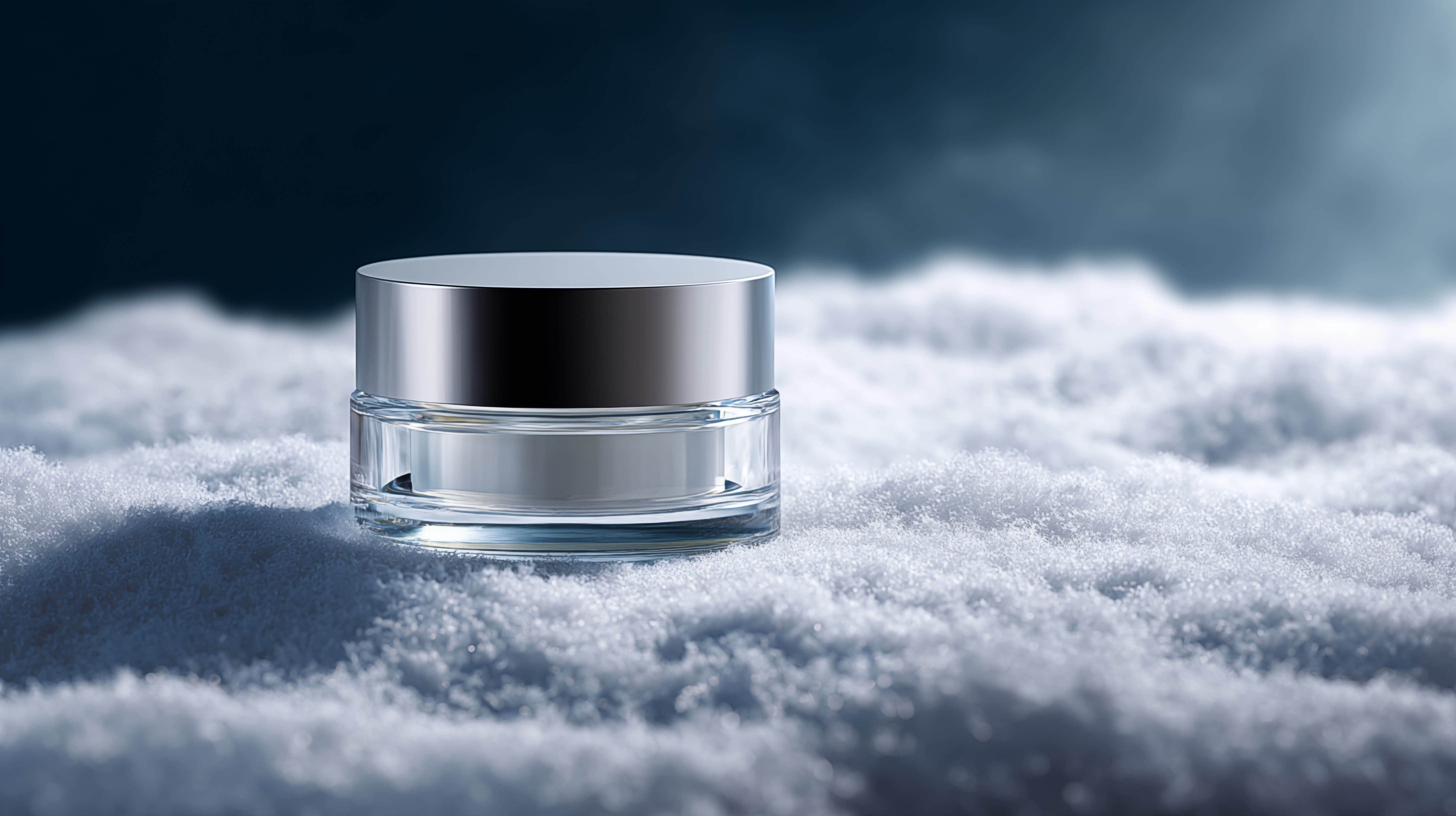 Winter Skin Care - Skincare jar on snow